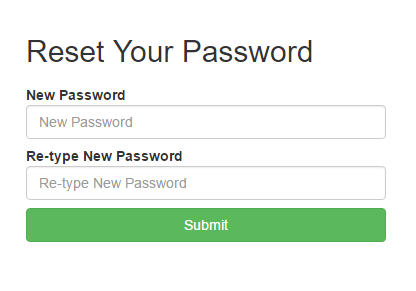 Reset Password Landing Page